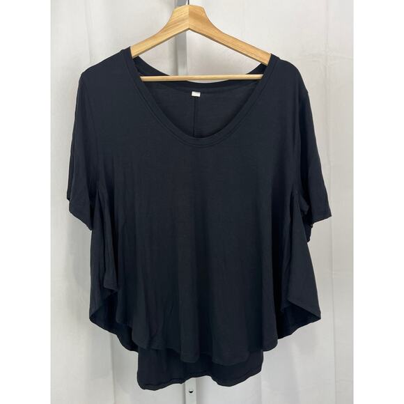 LULULEMON Up for Down Time Short Sleeve Top Relaxed Fit Black Estimated 10 L - Picture 1 of 8